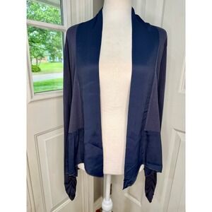 Silk Blend Made in Italy Blue Keysha Open‎ Front Ruffle Peplum Cardigan S luxury